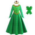 Fantasia fiona cosplay meninas vestido verde roupas dos desenhos animados monstro traje disfarce crianças role play roupas de halloween crianças