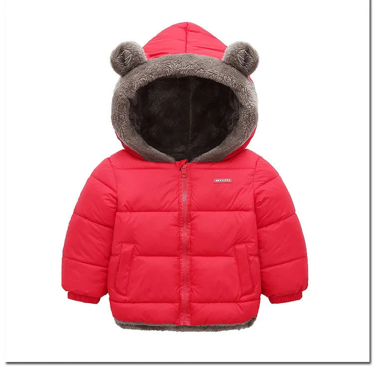 Crianças grossas para baixo jaquetas inverno engrossar casacos de pelúcia para meninos meninas cor sólida com capuz jaquetas 2-6 anos crianças parka outerwear