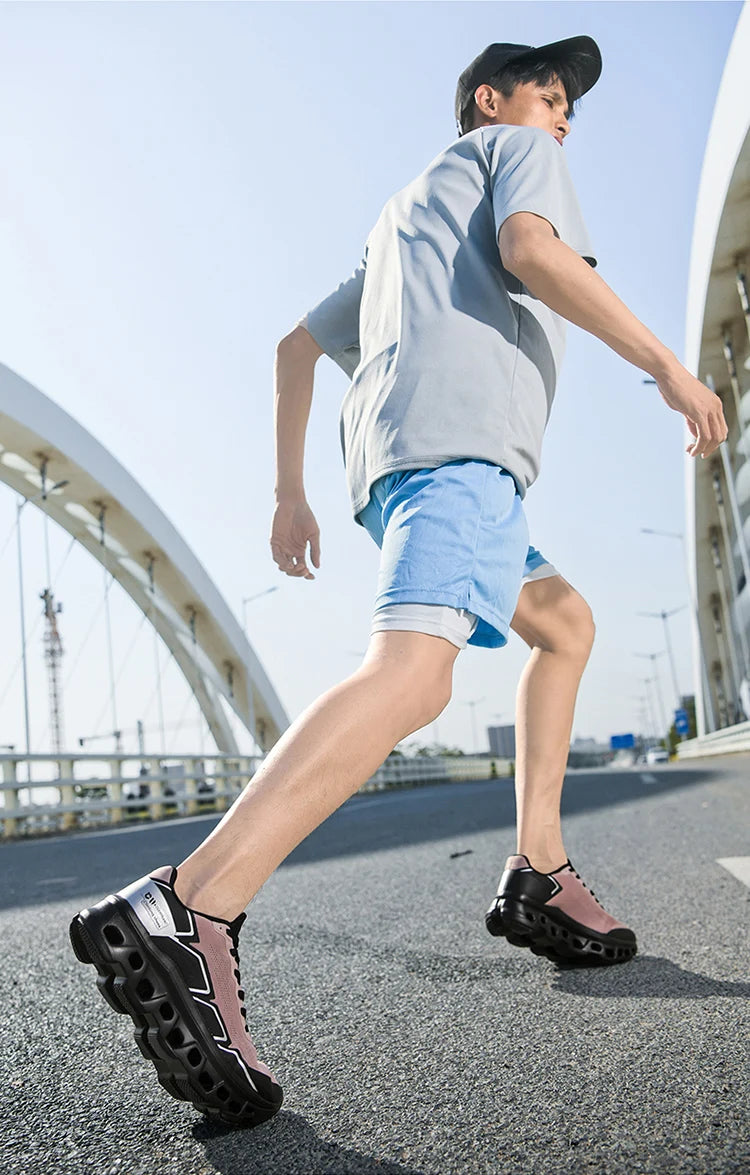 Tênis Casual Masculino 2026: Tênis de Corrida Ultraleve com Amortecimento, Calçado Esportivo Masculino Respirável com Sola Grossa e Malha para Corrida