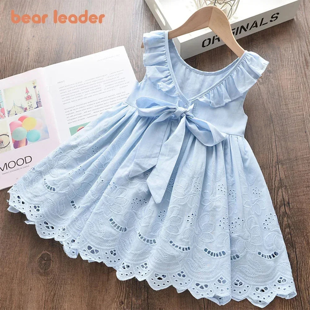 Urso líder meninas vestidos elegantes 2024 novo verão crianças trajes de festa menina floral princesa roupas crianças vestidos roupas
