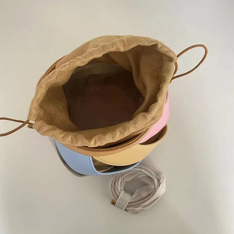 Bolsa feminina retrô de balde geométrico, elegante bolsa versátil de textura feminina, estilista de luxo, 2023