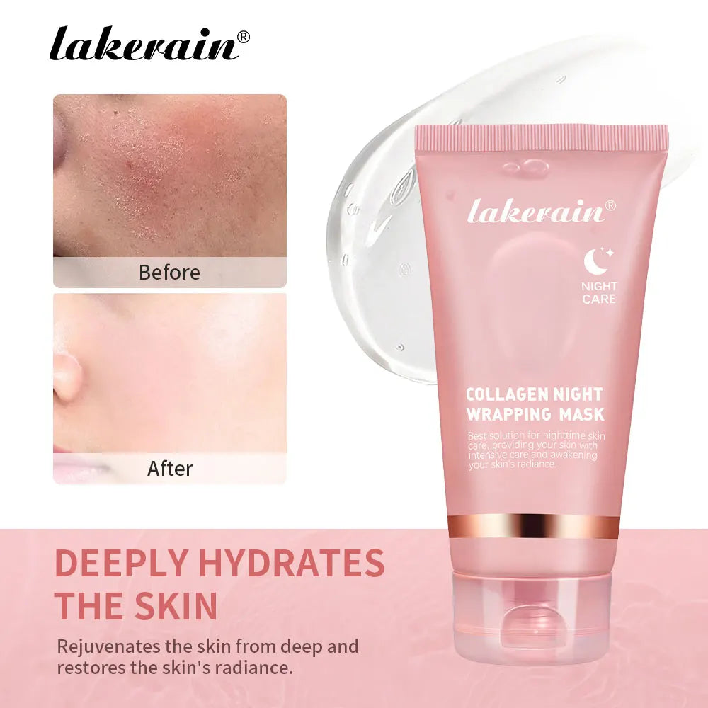 Máscara Facial Noturna de Colágeno Peel Off Hidratante, Reduz Linhas Finas e Ressecamento, Hidratação e Iluminação, Cuidados com a Pele Coreana