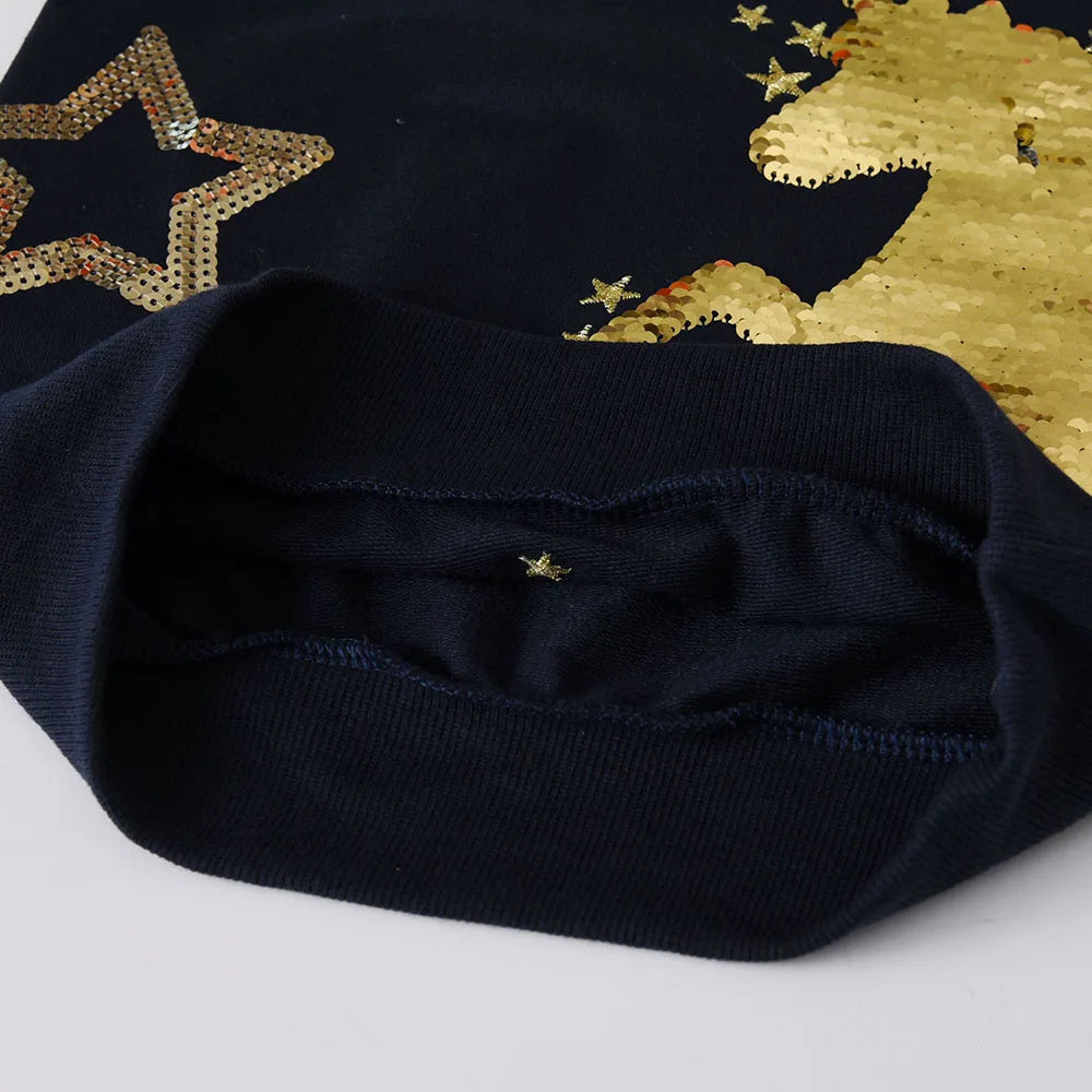Dxton moletom infantil com lantejoulas, pulôver para bebês meninas, roupas unicórnio, roupa externa diária para crianças, camisetas esportivas de inverno