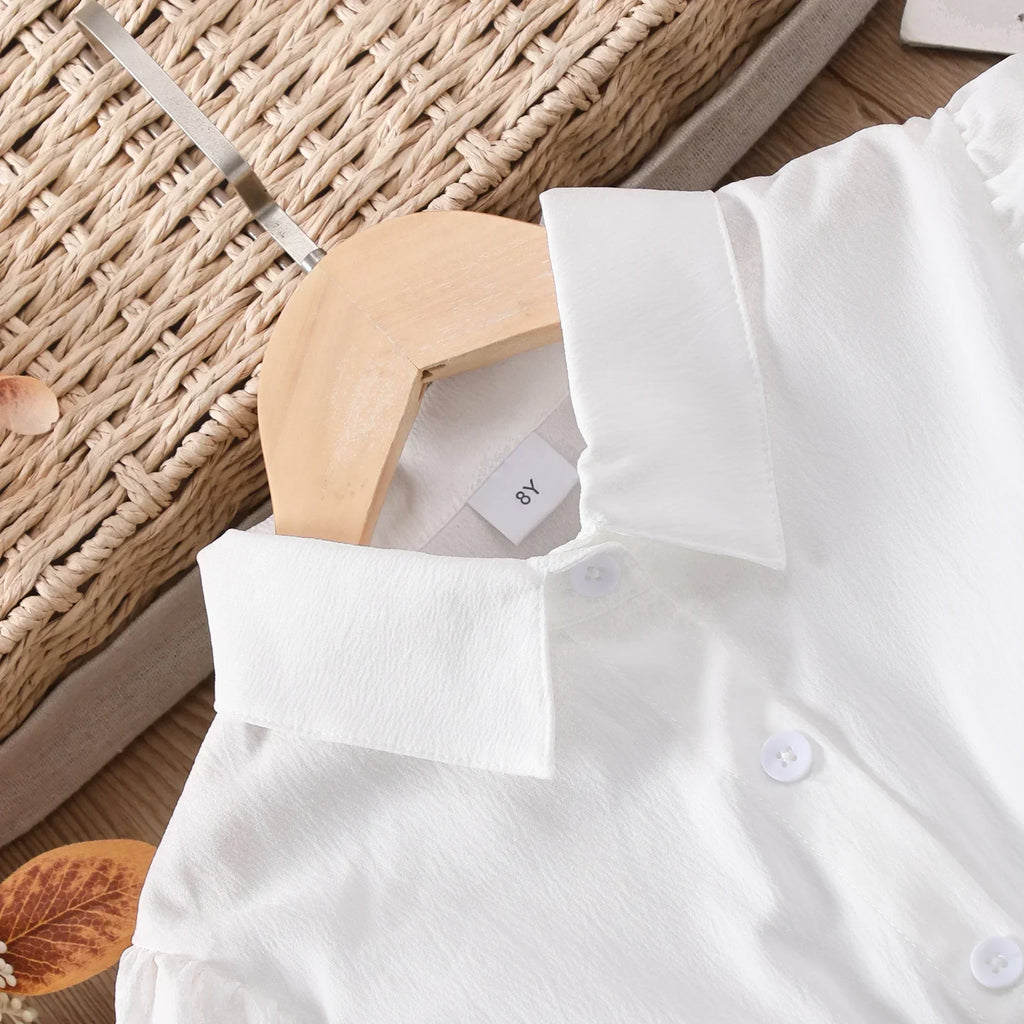 Vestido elegante para meninas de 8 a 12 anos, vestidos de festa para crianças, vestido de manga comprida, branco puro, roupas casuais para meninas, ventilação macia
