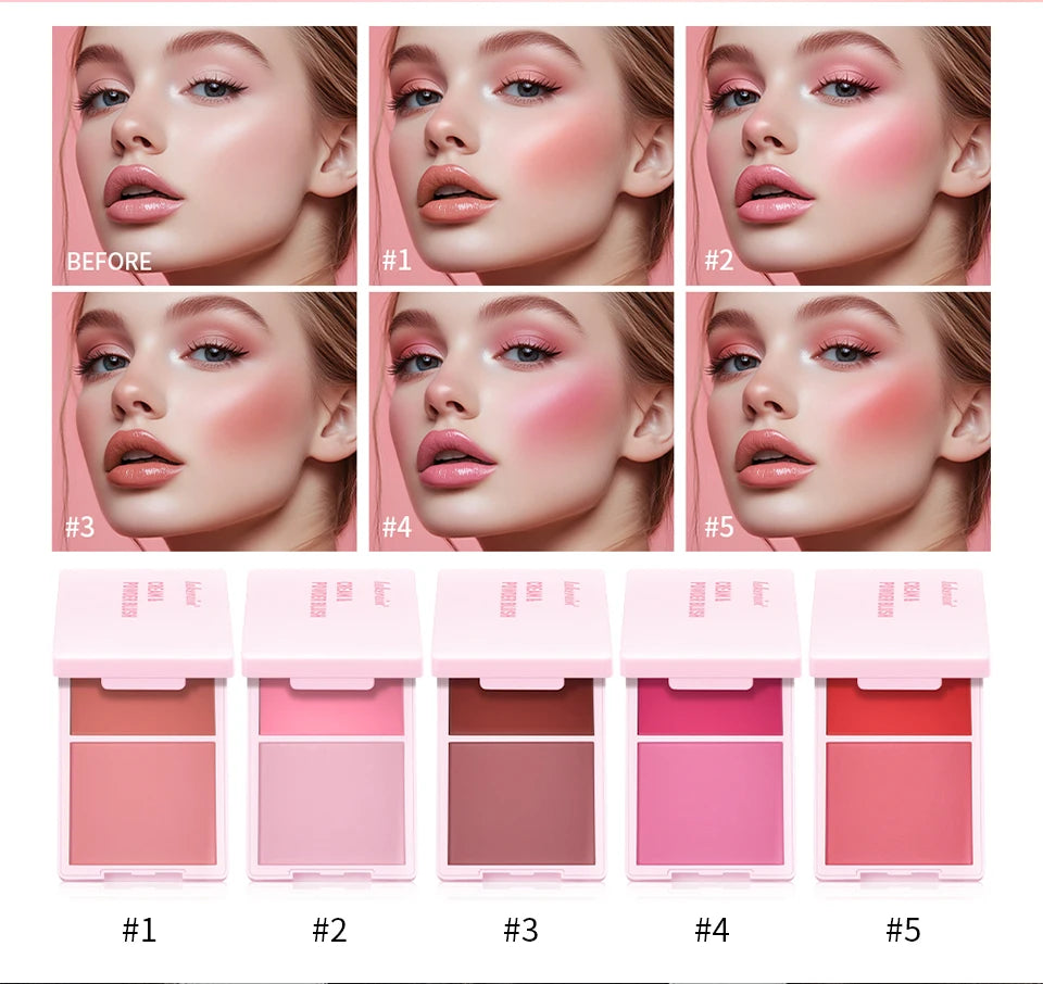 2 em 1 creme & pó blush fosco natural blush paleta de maquiagem dos olhos longa duração alta renderização de cor brilhante mindinho patrick ta blush