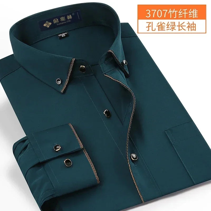 Nova chegada primavera comercial fácil cuidado camisa masculina oversize manga longa moda formal de alta qualidade plus size M-7XL8XL9XL