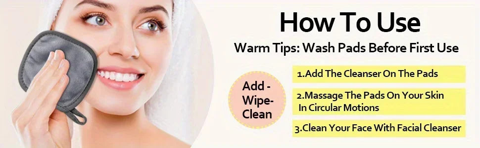 12pçs almofadas removedoras de maquiagem, almofadas reutilizáveis, borracha de maquiagem, toalha facial de microfibra, limpador de rosto, toalhetes de limpeza, ferramentas de cuidados com a pele