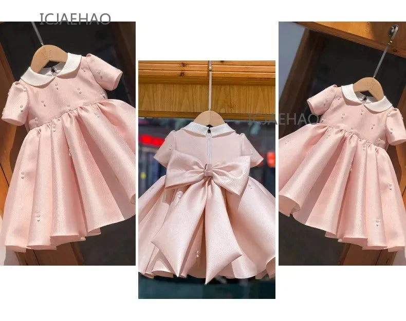 Vestidos de festa 2025 crianças primeiro aniversário para babyceremonial vestido infantil vestidos de casamento meninas princesa vestido branco crianças menina