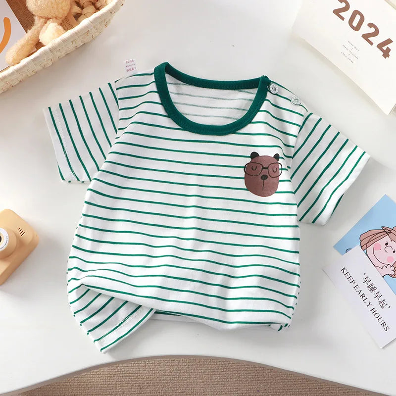 2-6y nova camiseta dos desenhos animados de algodão puro meninas de manga curta verão meia manga topos meninos topos crianças camisetas roupas