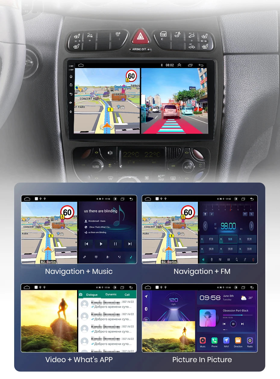 Junsun carplay android auto rádio do carro para mercedes benz classe c w203 c200 c320 c350 clk w209 2000-2005 multimídia inteligente 4g