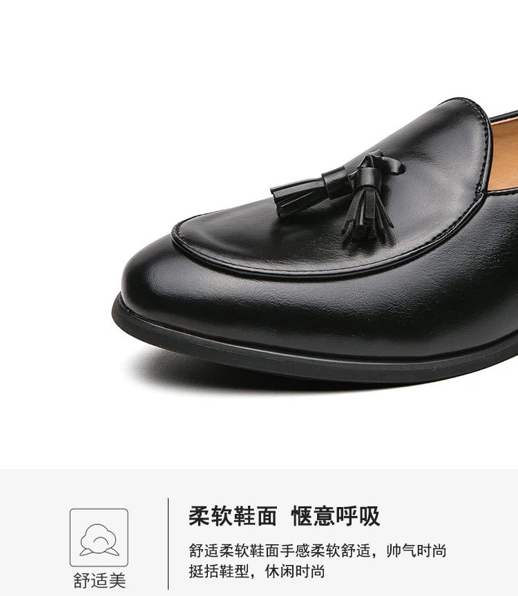 Sapatos formais masculinos mocassins com borla