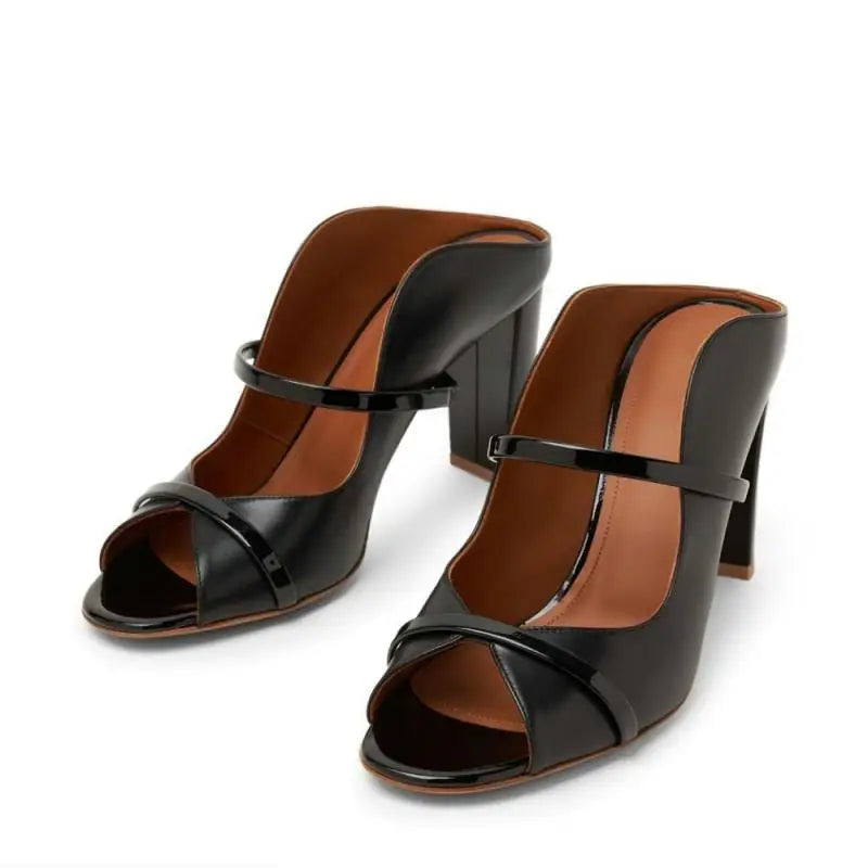 Sandálias Roma Open Toe para Mulheres, Banda Estreita, Salto Alto, Cor Sólida, Deslizamento Em Chinelos Ao Ar Livre, Sapatos Femininos Ocidentais, Nova Moda