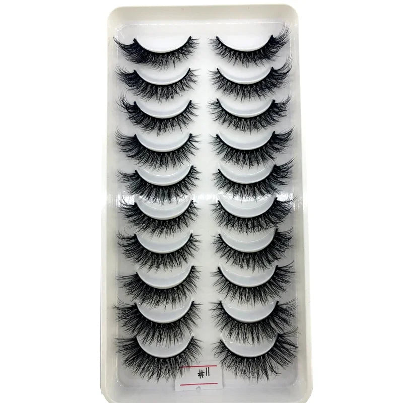 Vários estilos 10 pares naturais 3d vison cílios postiços kit de maquiagem cílios de vison extensão cílios curtos