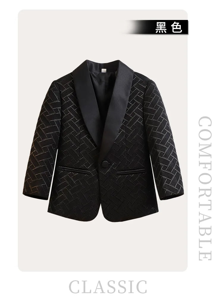 Meninos primavera outono terno jaqueta crianças festa blazers fraque topo crianças vestido formal casamento smoking desempenho casaco de manhã