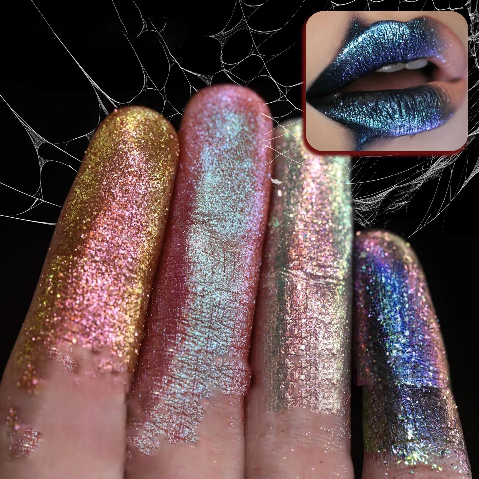 Diamante rosa batom metálico glitter batom à prova dwaterproof água brilhante perolado azul escuro vermelho fosco brilho labial halloween lábios maquiagem
