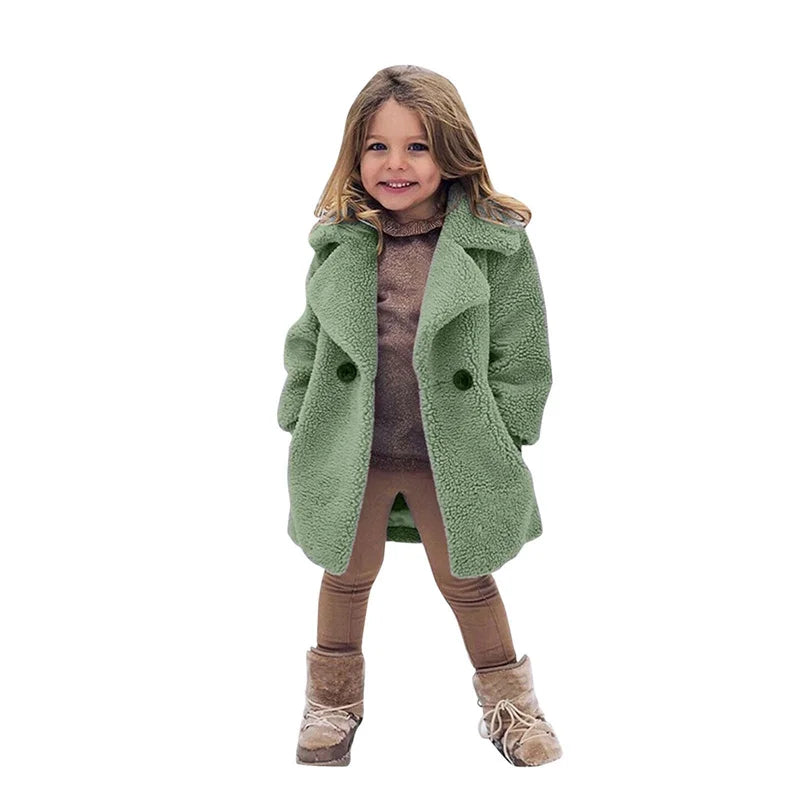 Bebê meninas casacos de pele do falso crianças inverno quente jaquetas de pelúcia crianças turndown colarinho acolchoado outerwear infantil casual roupas exteriores