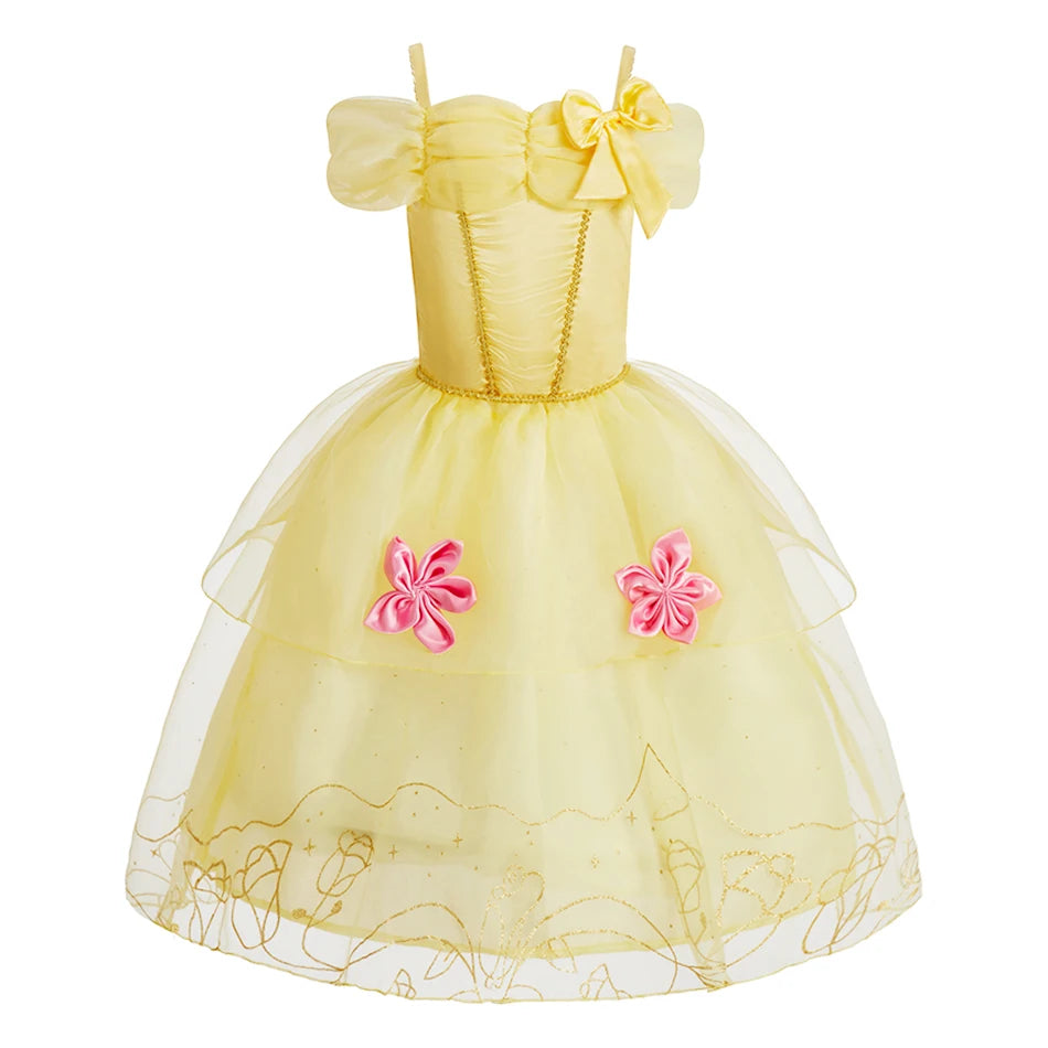 Meninas halloween belle vestidos menina neve branca vestido crianças natal carnaval cosplay roupas crianças trajes de princesa