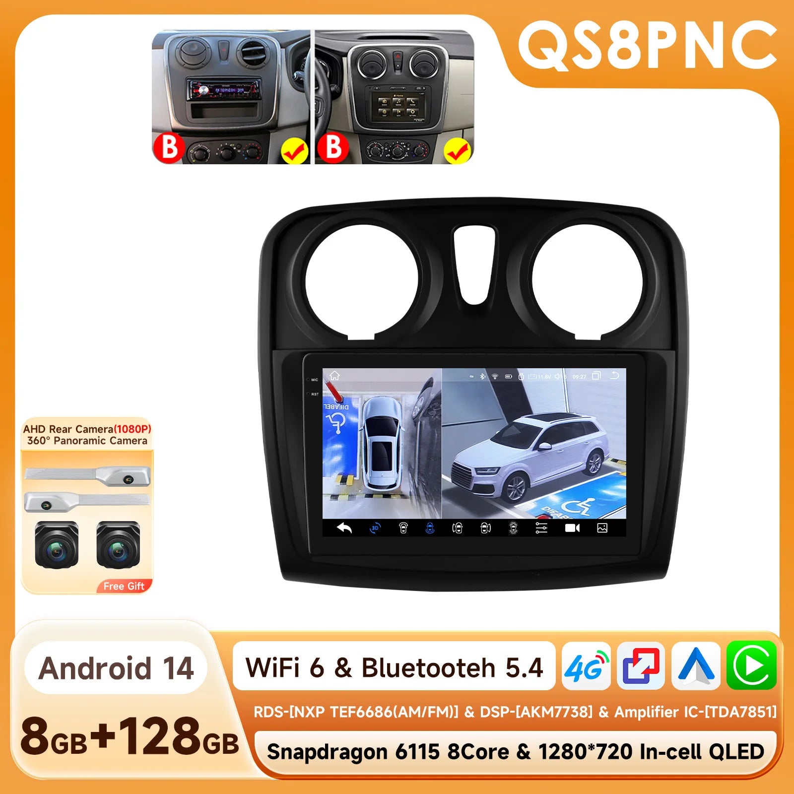 Rádio Android Auto Hizpo para Renault Logan 2 2012-2019 Sandero 2 2014-2019 4G Multimídia Automotiva GPS 2 din Estéreo CarPlay WIFI DSP