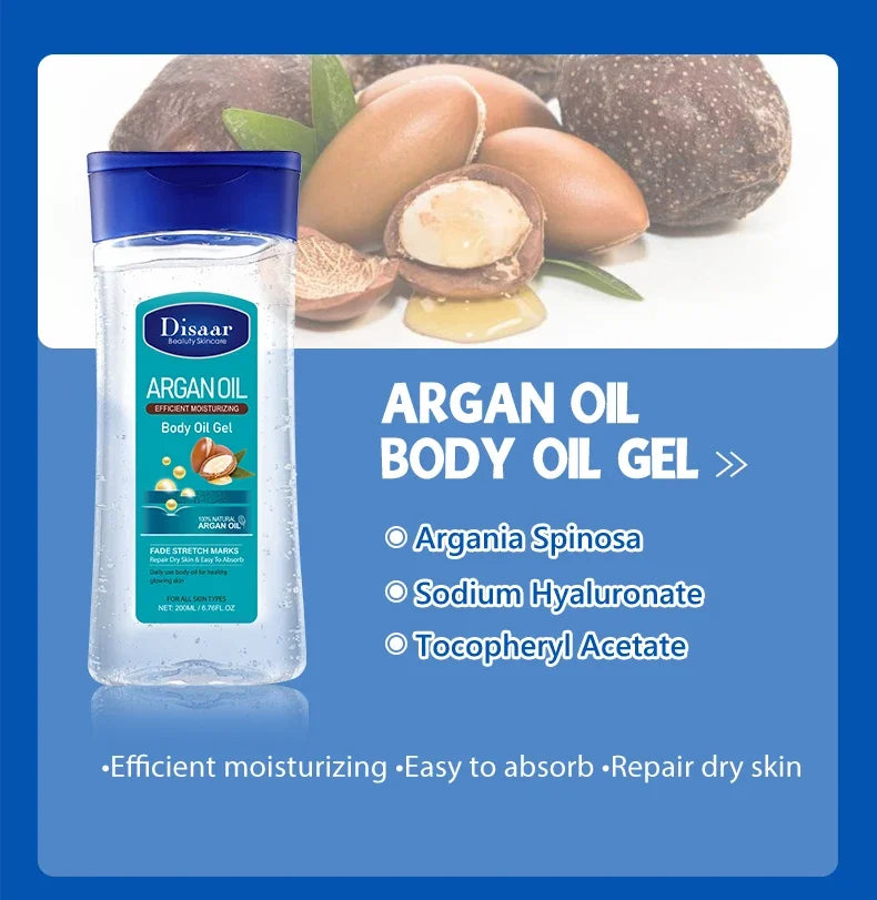Disaar-Óleo Corporal Extrato de Aloe Vera, Pele Suave, Anti-Rugas, Vitamina C, Óleo Essencial, Hidratante, Pele com Feijão Cacau, 200ml