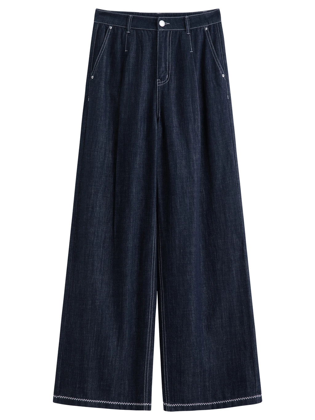 DUSHU 2026 Calça Jeans Feminina de Cintura Alta com Costura Contrastante e Perna Reta - Calça Casual para Uso Diário e Deslocamento