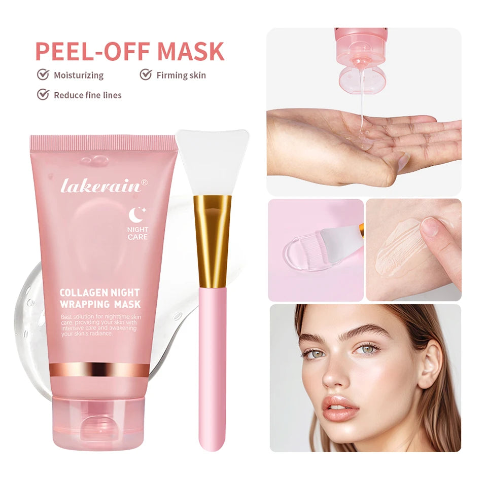 Conjunto de máscara facial de colágeno para embrulho noturno, máscara de embrulho noturno de colágeno coreano, hidrata profundamente, creme de máscara de cuidados noturnos
