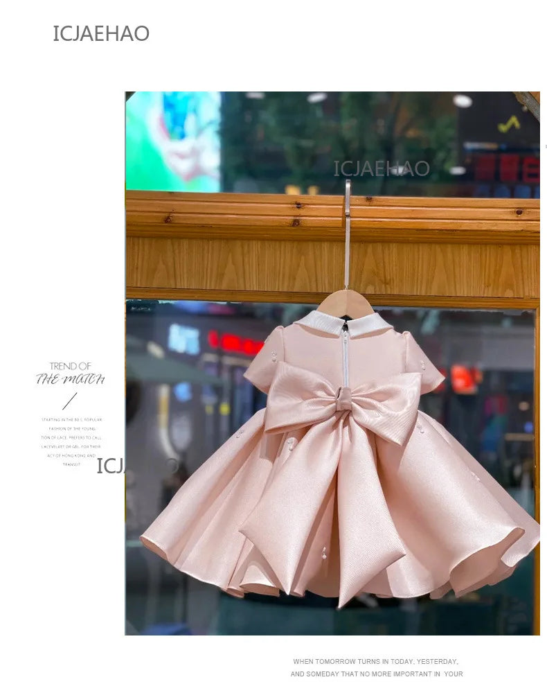 Vestidos de festa 2025 crianças primeiro aniversário para babyceremonial vestido infantil vestidos de casamento meninas princesa vestido branco crianças menina