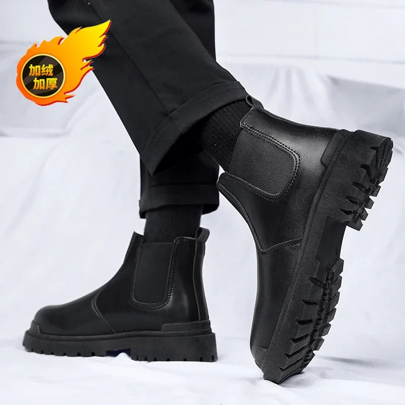 Botas de tornozelo tênis casuais sapatos casuais sapatos de couro masculino tênis mocassins esportes e lazer trabalho wear tênis de outono masculino