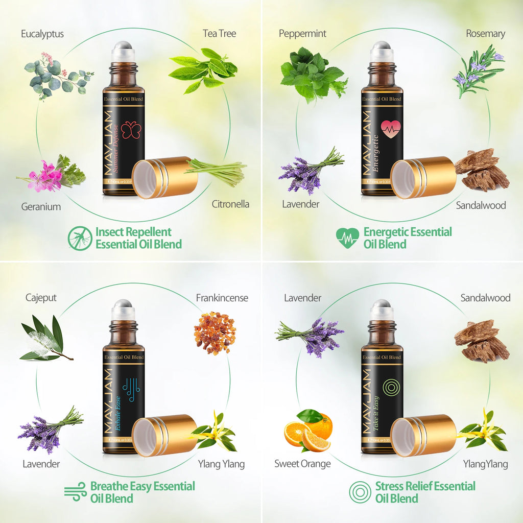 Mayjam 28 peças de óleos essenciais naturais puros, conjunto de presente para umidificador, difusor, lavanda, baunilha, sálvia, jasmim, rosa