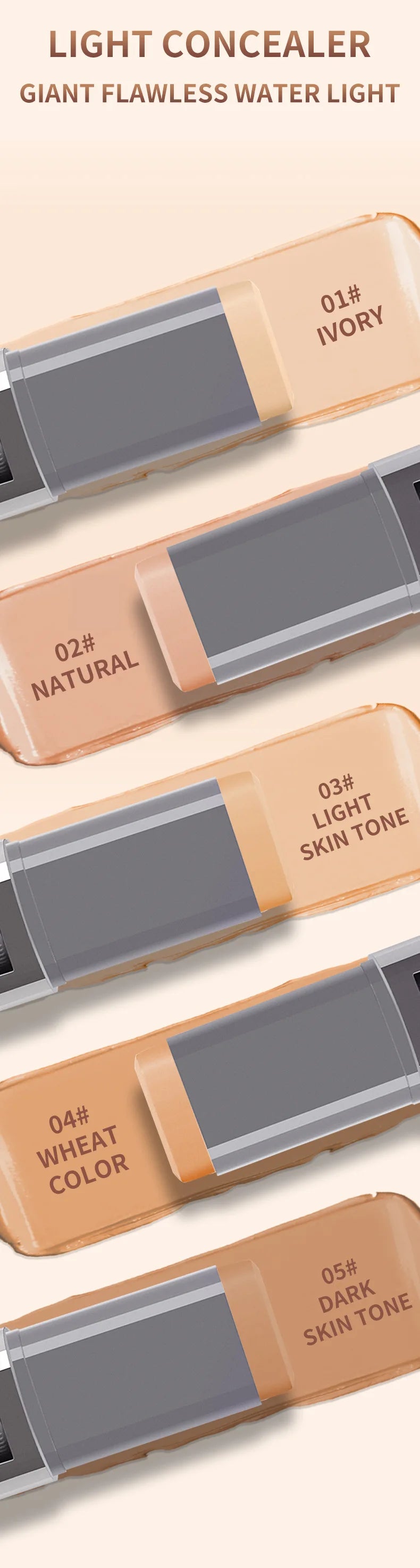 Bastão de Corretivo Líquido - Cobre Marcas de Acne, Olheiras, Tatuagens e Sardas, Base Cosmética de Cobertura Total para o Rosto