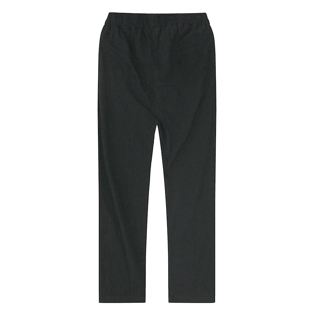 Calças de linho de algodão masculino outono novo respirável cor sólida calças de linho fitness streetwear S-3XL
