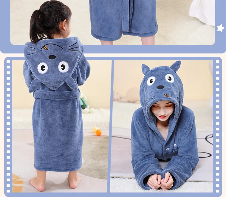 Roupão Infantil Absorvente Quente Robe Banho Bebé Macio Crianças Toalha Capuz Banho Grande Toalha Banho Bebé Roupa Banho Praia Robe Menina Pijama Menino Casa Toddler Lar