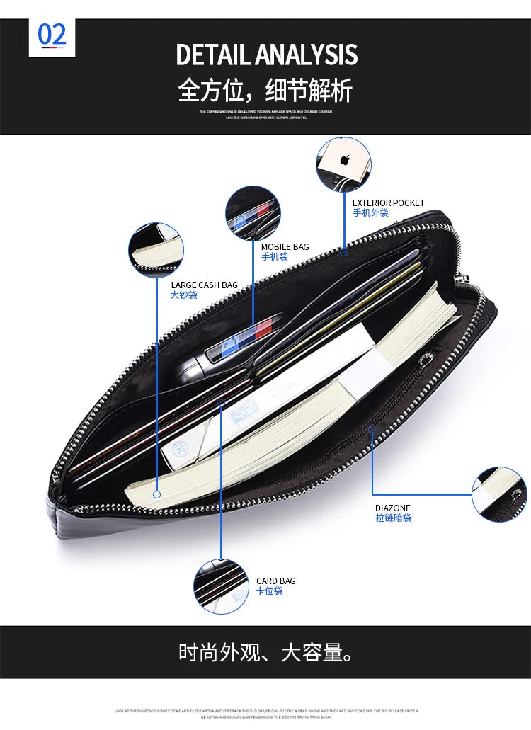 Carteiras clássicas com zíper estilo longo masculino, porta-cartão, grande capacidade, grande para celular, marca de luxo, bolsa masculina, qualidade