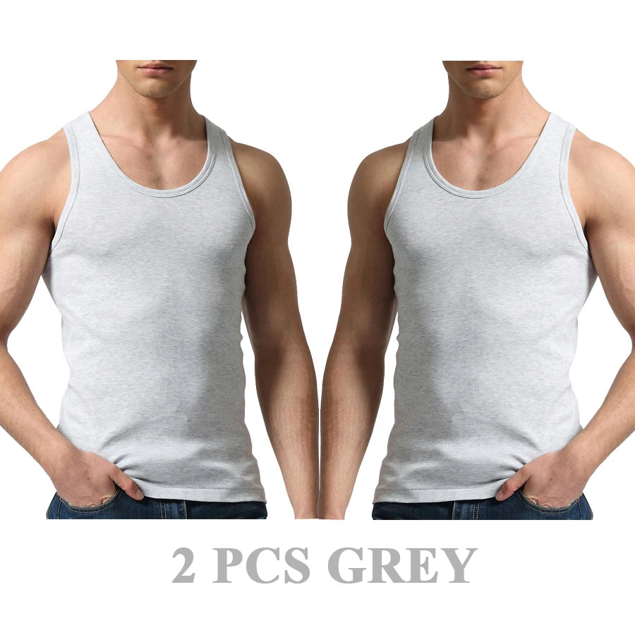 Regatas masculinas 100% algodão sólido colete masculino respirável sem mangas topos fino casual ginásio correndo confortável camiseta presente dos homens