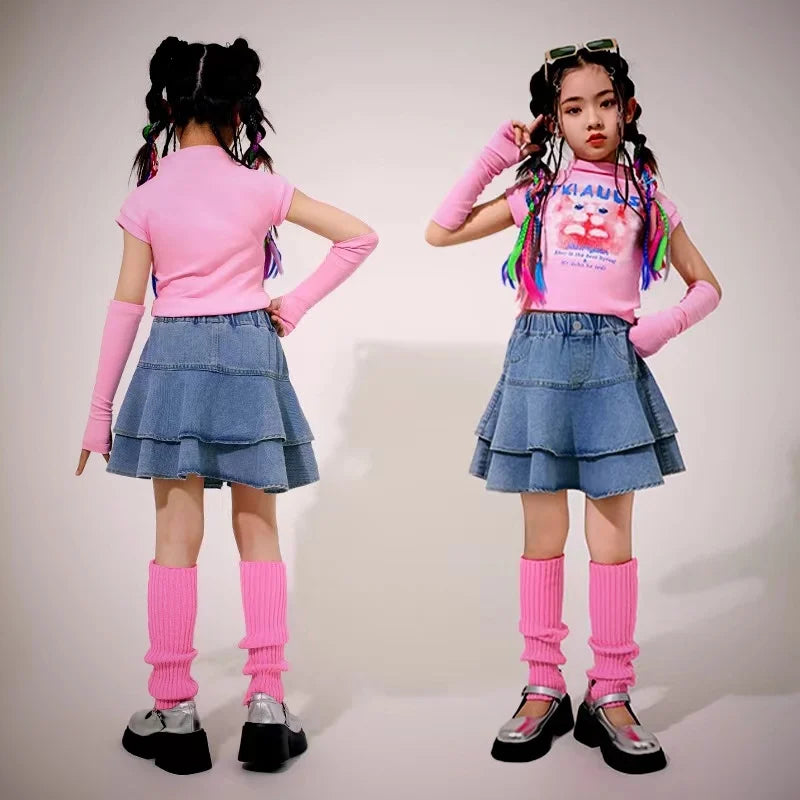 Saia curta jeans feminina com plissado, saia casual infantil, moda verão, combina com tudo, 4 a 12 anos, para crianças em escolas adolescentes, em camadas