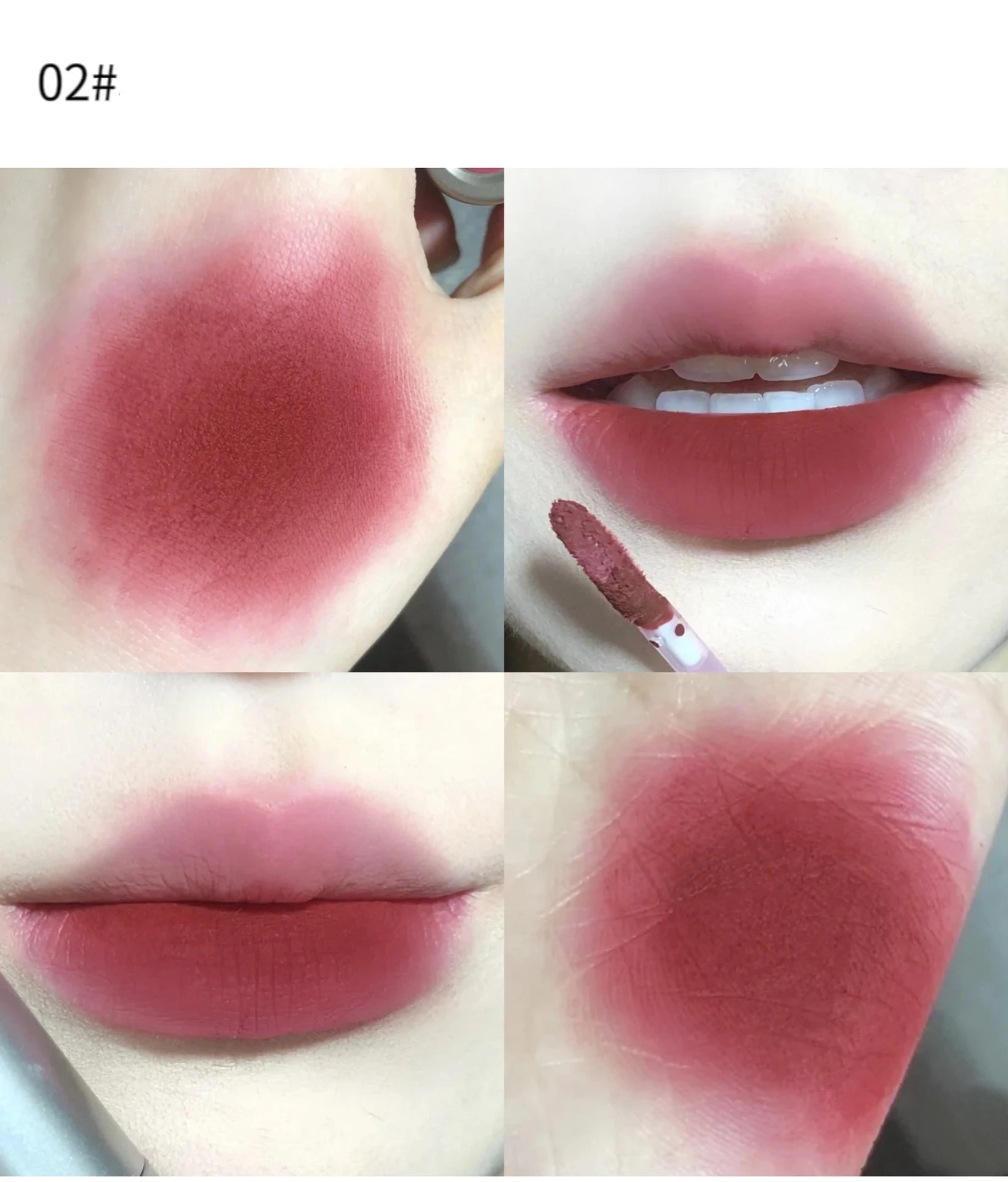 Batom fosco de veludo vermelho escuro, à prova d'água, longa duração, fosco, brilho labial, copo antiaderente, maquiagem labial, maquiagem cosmética