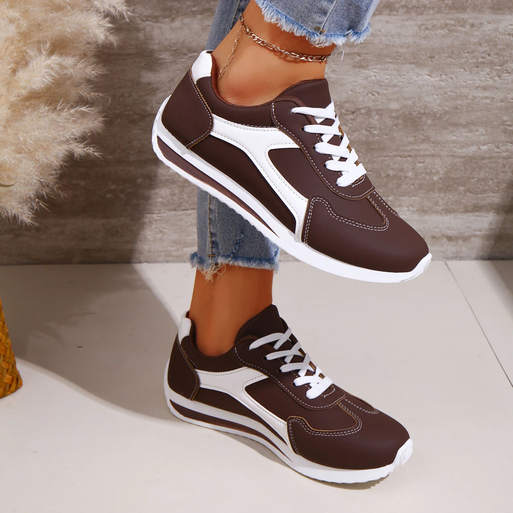 2025 primavera novas mulheres tênis confortáveis ao ar livre moda versátil plana casual tênis rendas até sapatos esportivos femininos plus size