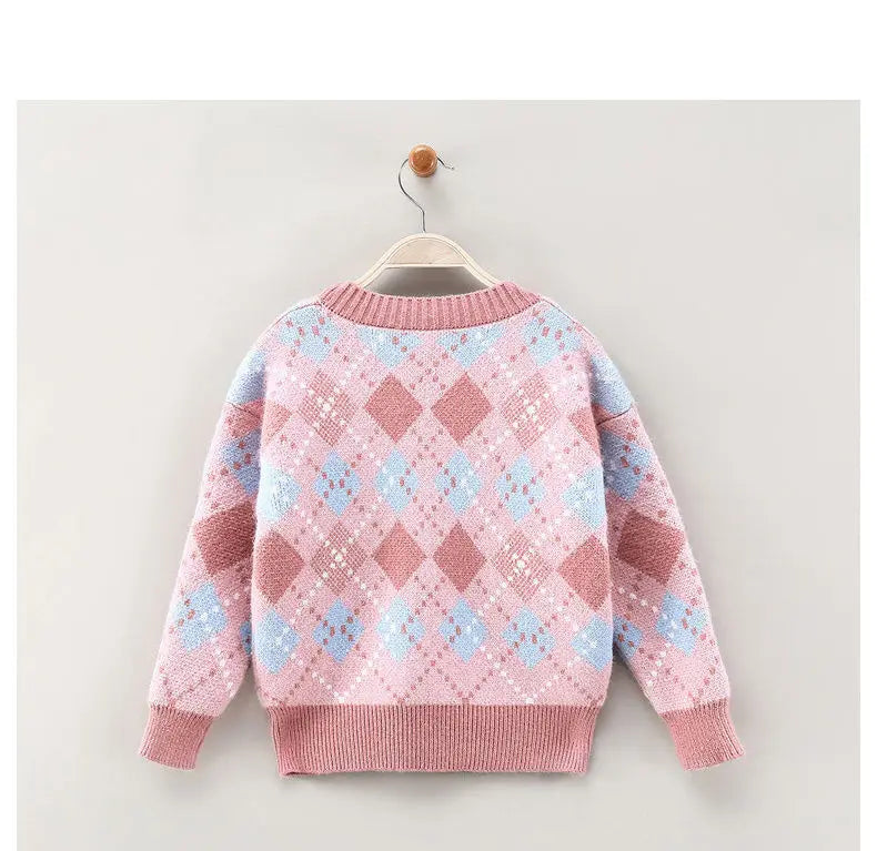 Camisola de tricô de manga cheia infantil, top single-breated, flocking outwear, roupas de bebê meninas, crianças, criança, crianças, 2t, 10 t, 12t, outono, inverno