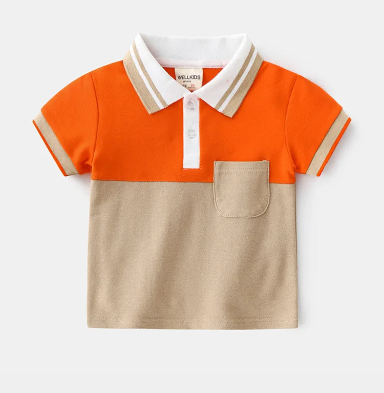 Moda meninos polo camisas de algodão em linha reta formal criança camiseta verão crianças roupas dos miúdos