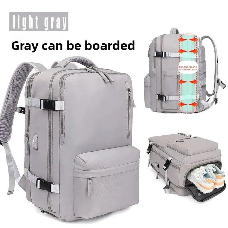 Mochila de viagem expansível de grande capacidade, bolsa de ombro dupla para viagens de negócios, montanhismo e transporte de computador