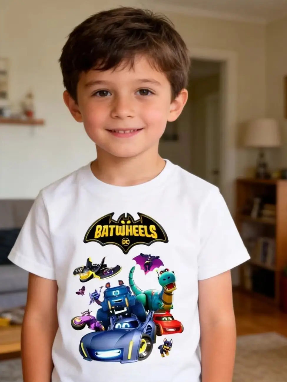 Engraçado batwheels manga curta crianças roupas camisetas verão crianças topos dos desenhos animados camisetas casuais de algodão meninos meninas clothes3057