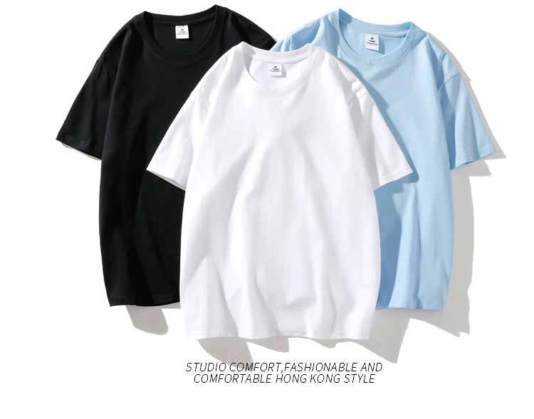 Novo verão masculino t camisa moda sólida básico solto hip hop manga curta camisetas para homens feminino casual algodão streetwear topo t