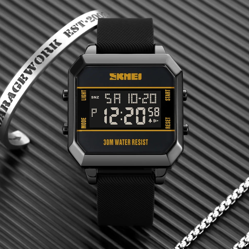 Skmei 2time led luz entusiasta jovem à prova dwaterproof água digital esporte relógios masculino data alarme nova moda relógio de pulso reloj hombre