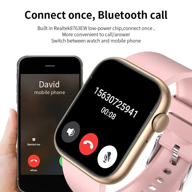 LIGE-Full Touch Screen Smart Watch para mulheres, Bluetooth Call, relógios impermeáveis, Sport Fitness Tracker, Smartwatch para senhora