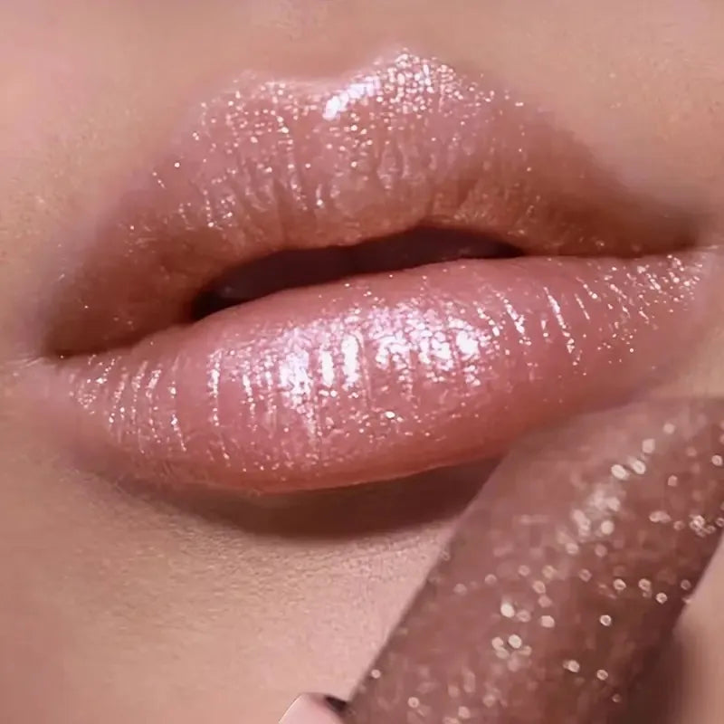 Batom perolado brilhante, maquiagem labial hidratante à prova d'água de longa duração, cor labial brilhante sexy e sem desbotamento