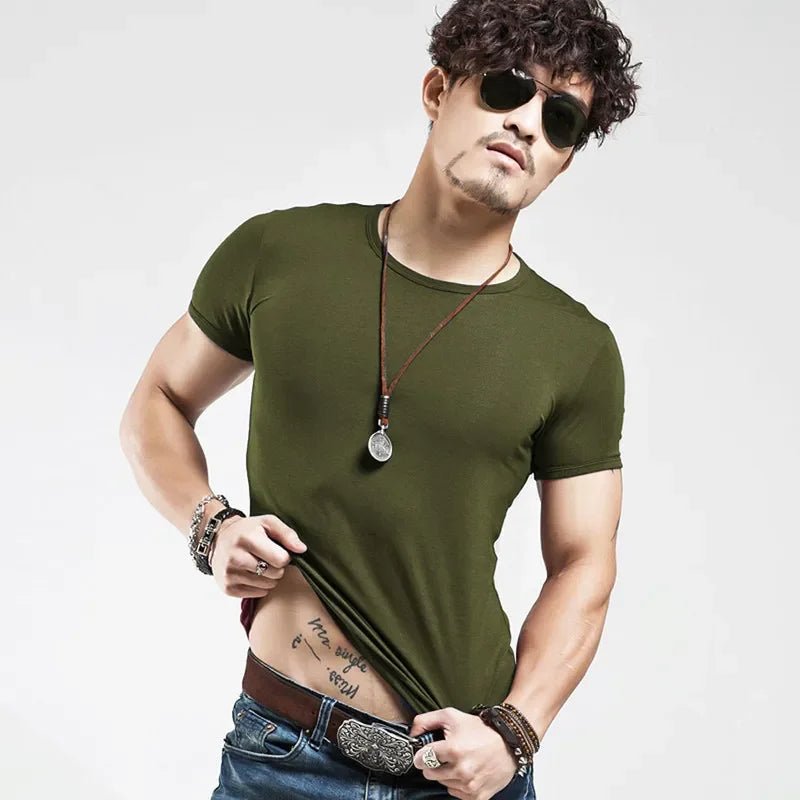 Camiseta Masculina Nova 2026, Gola V, Manga Curta, Moda Fitness, Tamanho 5XL