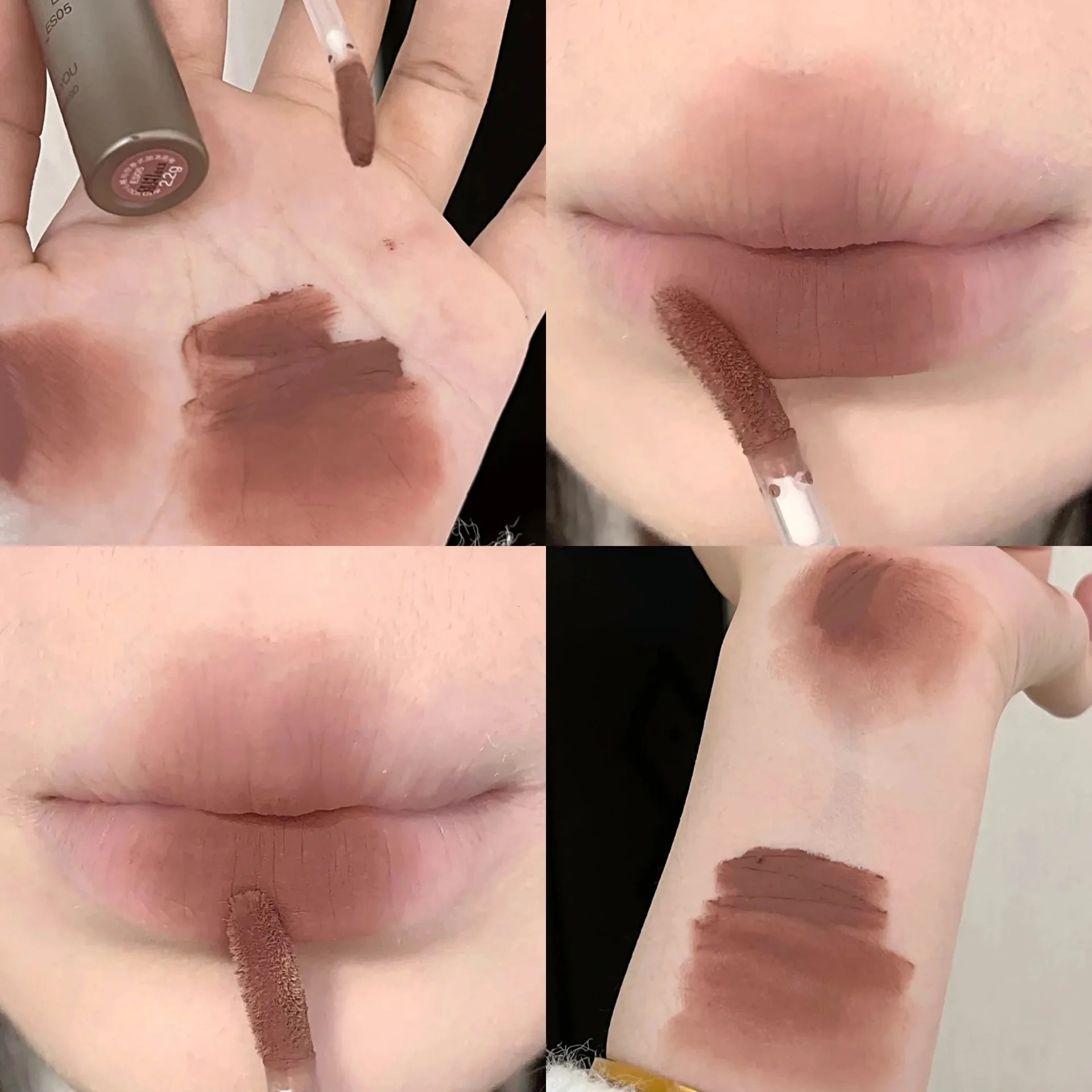 Batom fosco de veludo vermelho escuro, à prova d'água, longa duração, fosco, brilho labial, copo antiaderente, maquiagem labial, maquiagem cosmética
