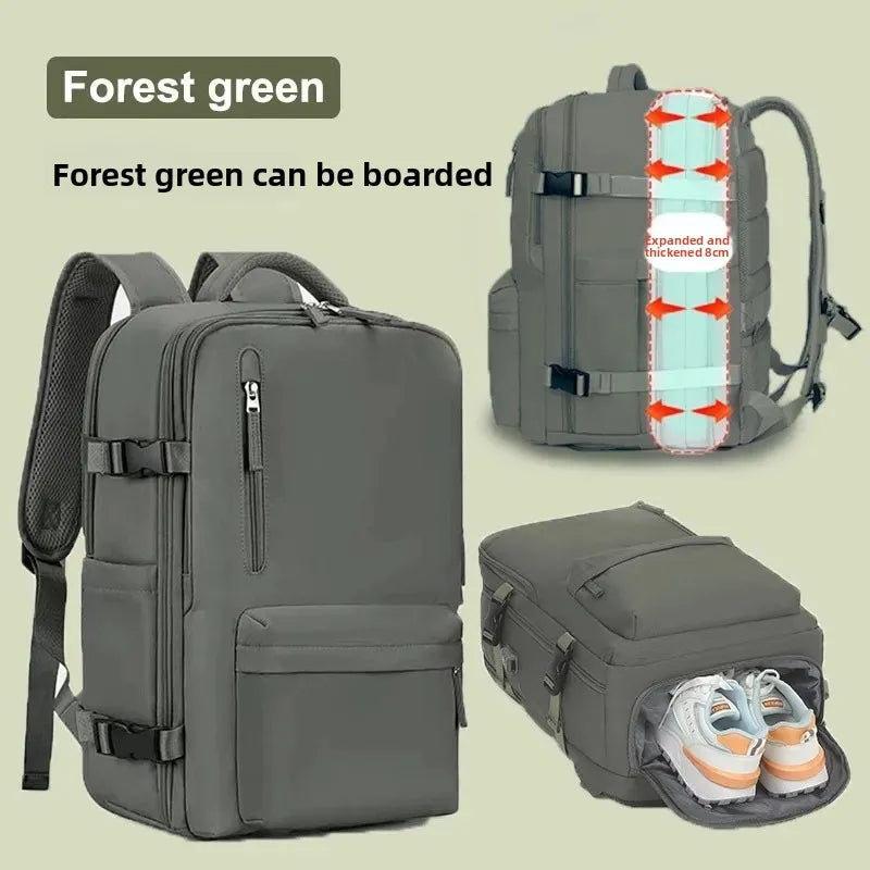 Mochila de viagem expansível de grande capacidade, bolsa de ombro dupla para viagens de negócios, montanhismo e transporte de computador