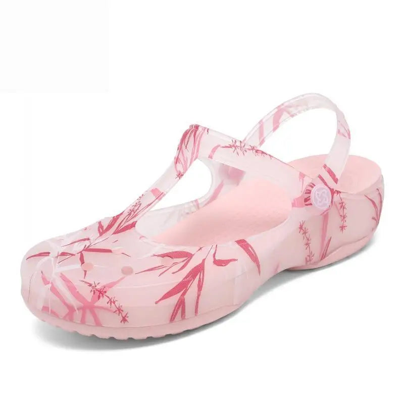 Tamancos de bambu respiráveis femininos, sandálias femininas, mulas femininas, sapatos de jardim, chinelos, fundo macio, plataforma, praia, 35-40, verão