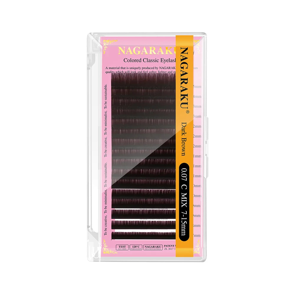 NAGARAKU Cílios Marrom Maquiagem Individual Cílios 16 Linhas Cor Marrom Alta Qualidade Super Macio Natural Mink Sintético
