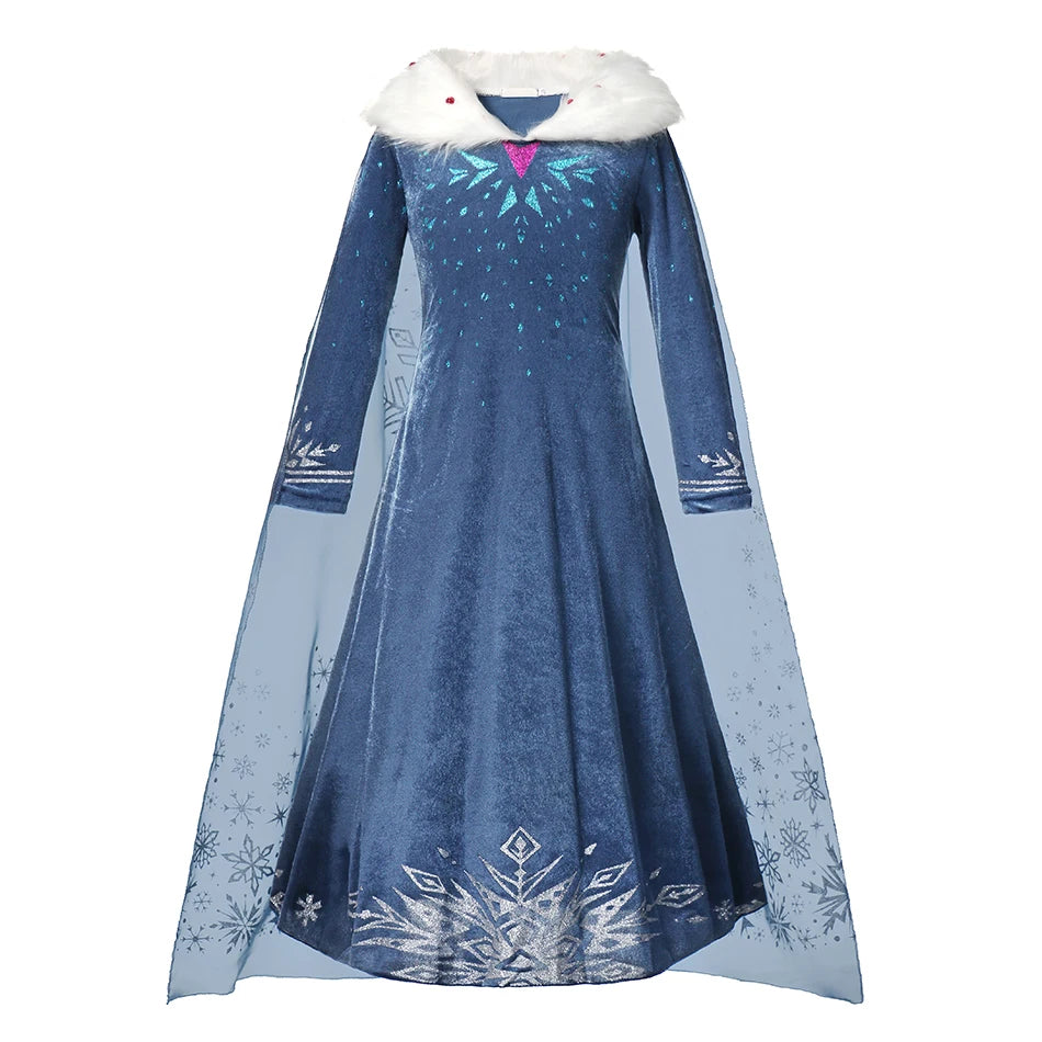 Menina cosplay neve rainha vestido outono inverno crianças elsa carnaval festa princesa traje crianças aniversário vestido de baile roupas 2-10t